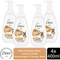 Dove Kids Care Body Wash Coconut Cookie Hypoallergenic Foaming Wash, 400ml - Buy 4 / 4x