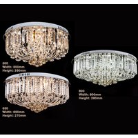 Genuine K9 Crystal Flush Ceiling Light Round Chandelier 3 Colours - white / 80cm / CrystalChrome