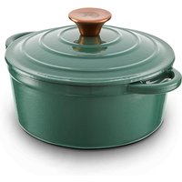 20cm Round Casserole Cast Iron - Verdigris Green