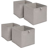 Plain Cube Fabric Storage Boxes - Grey / 4