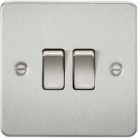 Knightsbridge Flat Plate 10AX 2G 2-way switch - brushed chrome - FP3000BC - Brushed Chrome