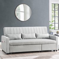 GRS, Cornwall 3 Seater Sofa Bed Storage Chaise Pull Out Fabric - Grey Linen / Fabric GRS, Cornwall 3 Seater Sofa Bed Storage Chaise Pull Out Fabric - Grey Linen / Fabric