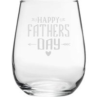 Engraved Corto Stemless Wine Glass Happy Fathers Day Arrow - Clear