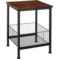 Side Table Grimsby with Integrated Storage Basket - Industrial Dark