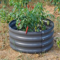 Raised Bed Planter Round Grey Painted Steel 60 x 30cm - Grey Painted