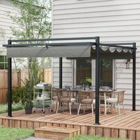 Outsunny Retractable Pergola Canopy with Aluminium Frame - Dark Grey / AluminiumPolyesterMetal