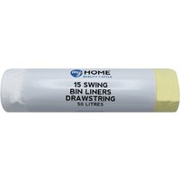 Pack of 15 Swing Bin Liners Drawstring 50L - White