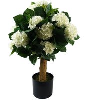 Artificial Bush Hydrangea Plant Potted - White Hydrangea / 75cm