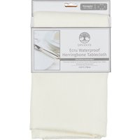 Ecru Waterproof Herringbone Tablecloth - Ecru