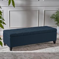 Ottoman Storage Bench Seat Upholstered Finish - Navy Blue