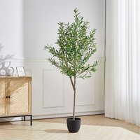 Artificial Olive Tree in Plastic Pot - Green