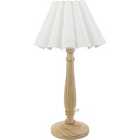 Victoria Light Wood Candlestick Stem Table Lamp with Scallop Tapered Lamp Shade - White / Bulb Not Included