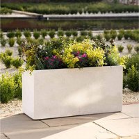 Small Fiberstone Trough Planter in White - White / 1