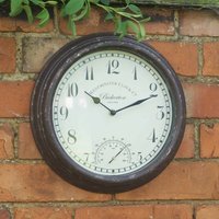 Distressed 12" Garden Wall Clock - Brown