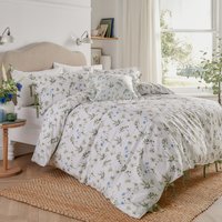 Meadow Cotton Floral Duvet Cover Set - White/Cornflower / King