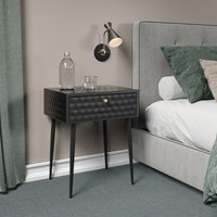 Saturn Metal 1 Drawer Bedside Cabinet Side Table Unit - Black