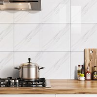 Lifeideas Set of 10 Marble Effect Wall Stickers 40*40cm - Grey & White