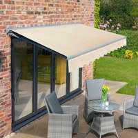 Half Cassette Garden Patio Charcoal Frame Awning 4m - Ivory