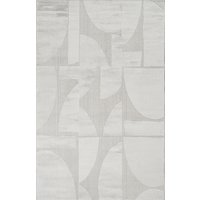 Hamilton Modern Sheen Area Rug - Abstract Motif Geometric Lines Design Rug - Silver / 290cm