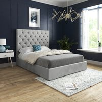 Castle Soft Velvet Upholstered Bed Frame - Grey / Superking