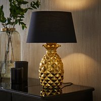 Pineapple Table Lamp with Tapered Lampshade - Gold