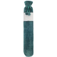 Long Jacquard Lattice Hot Water Bottle - Emerald