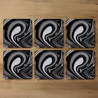 Black Marbled Paint Coaster - Black