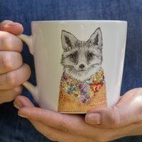 Mikasa Tipperleyhill Fine China Fox Print Mug, Gift Boxed, 380ml - White