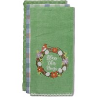 Pack of 3 Bless This Home Tea Towel Set - Lime
