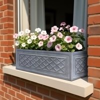 Faux Lead Narrow Trough - Grey Window Box Light Concrete Planter - Leaden Grey / 14l
