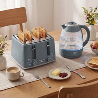 HOMCOM Kettle and Toaster Set with Strix Thermostat Crumb Tray - Grey