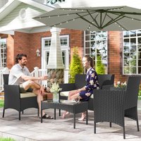 Outsunny 4 Piece Rattan Garden Furniture Sofa Set with Cushions - Cream