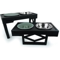 HugglePets Adjustable Double Dog Diner with Slow Feeder - Black