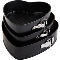 From Scratch Set Of Three Heart Shaped Springform Cake Tins - Black