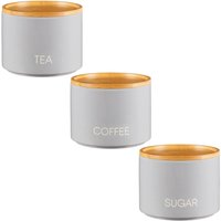 Stackable Tea Coffee Sugar Storage Jars 3Pk Round Grey - Grey