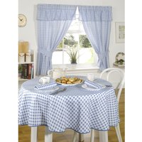 Gingham Pencil Pleat Curtains with Pelmet Header - Blue / 137cm