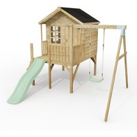ClassicPlay Premium 5ft Playhouse on Deck with Single Swing - Mint Green