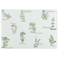 Green Herbs Smooth Glass Worktop Saver - Small Chopping Board - Green
