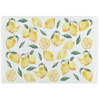 Lemons Smooth Glass Worktop Saver - Small Chopping Board - Yellow