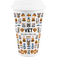 Novelty Vet Ceramic Travel Mug - Reusable Drinks Cup Gift - White