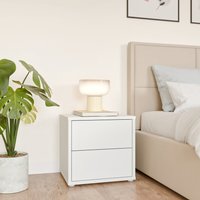 Alice Springs Low Bedside Cabinet with 2 Drawers Push-Open in Taupe - Light Grey