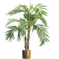 Premium Artificial palm tree with pot with Gold Metal Planter - Green Gold