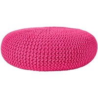 Round Cotton Knitted Pouffe - Hot Pink / 70cm