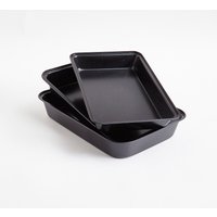 Set of 3 Oven Roasting Trays - Black
