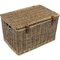 Handmade Buff Wicker Hampers with Faux Leather Straps - Natural / Large