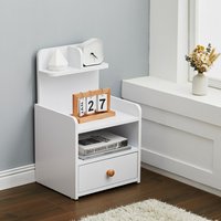 Wooden Bedside Table with Drawer - White / 1 / 60.5cm