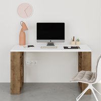 Labirent Modern Desk With Bookshelf Legs - White/Oak Effect