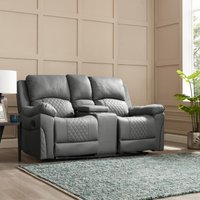 Reed Manual Recliner Sofa Range - Dark Grey Faux Leather / 2
