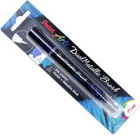 Pentel Arts - Dual Metallic Brush Pen - Metallic Ink - Single Pen - Violet/Metallic Blue