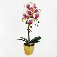 Artificial Real Touch Orchid in Decorative Pot - Pink Gold / 48cm